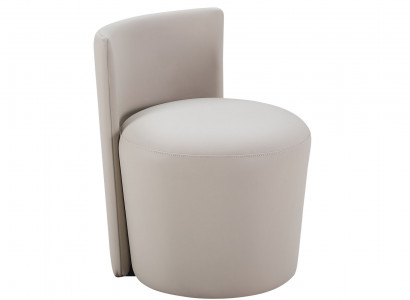 Armchair Leather Footstool Ottoman Luxury Modern Design Furniture Beige Living Room Leather